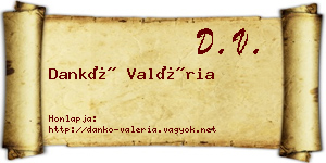 Dankó Valéria névjegykártya